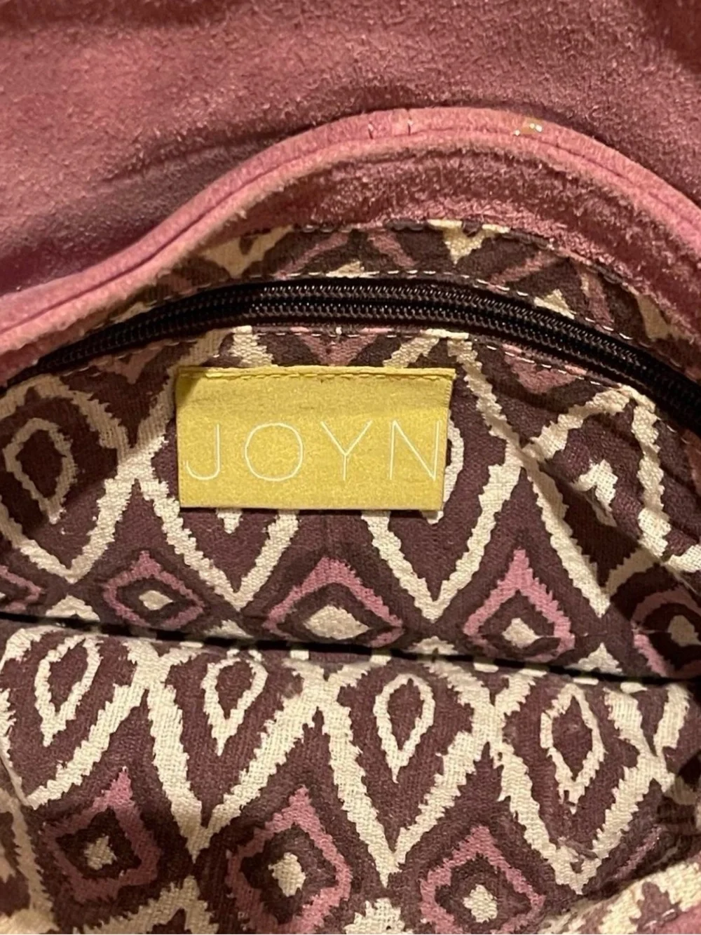 JOYN Purple Suede Leather Crossbody Bag Tassel Boho Messenger Purse